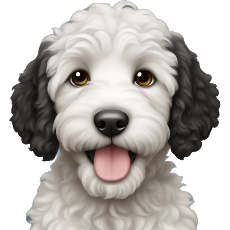 Black and white labradoodle puppy emoji