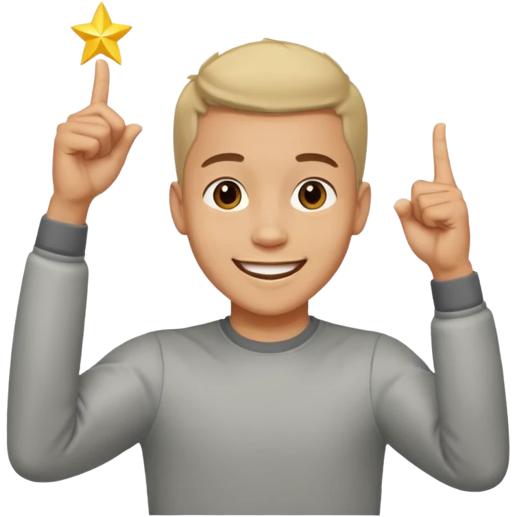 Young man doing celebration pose emoji