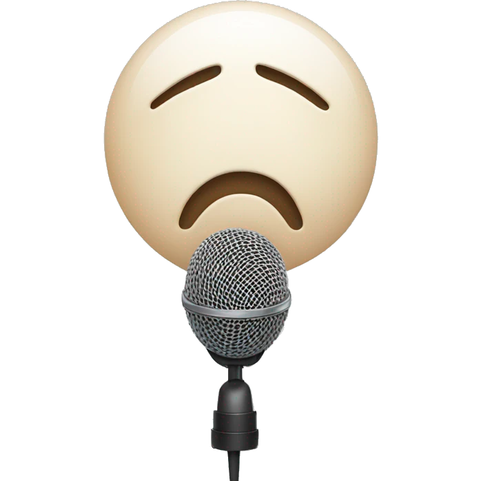 Microphone with a human white skin color, two balls pounded on it emoji