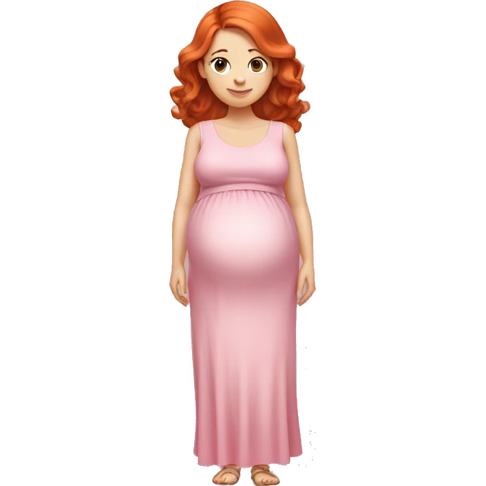 pregnant redhead girl in pink dress emoji