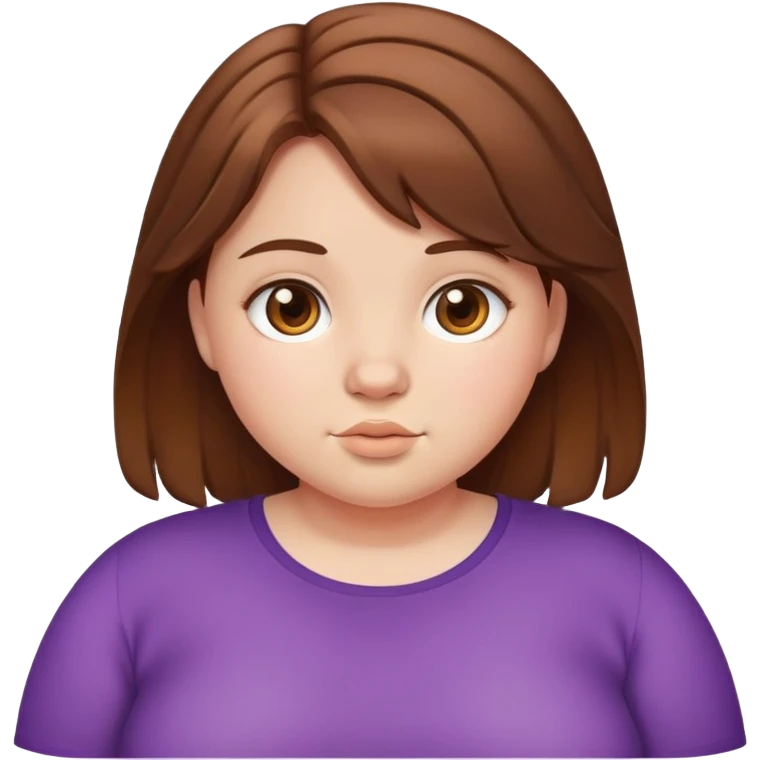 teen girl with brown hair and chubby emoji