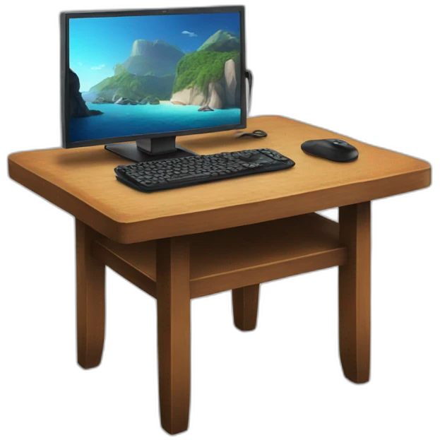 table with gaming pc emoji