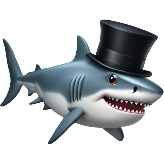 Shark with a top hat emoji