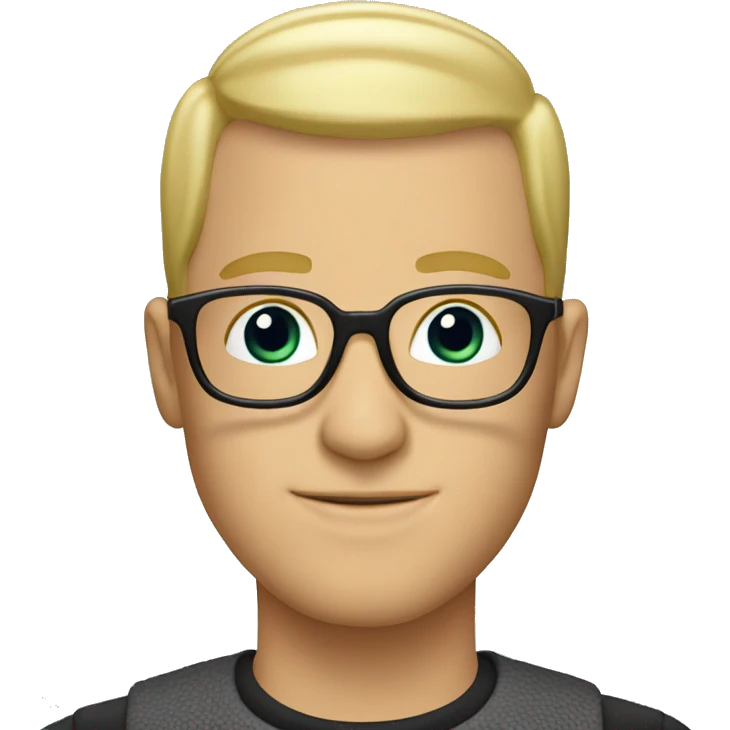 buzz cut blonde white man with glasses emoji