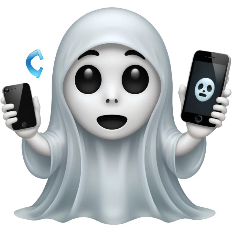 ghost emoji with a phone beside emoji