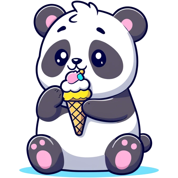 Panda eating ice cream emoji