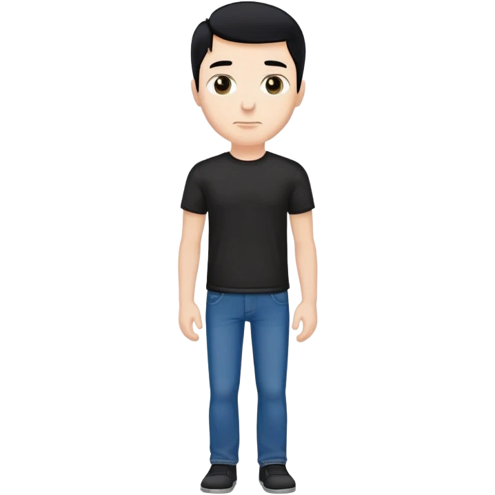 white man with black hair, black t-shirt, blue jeans, just standing emoji