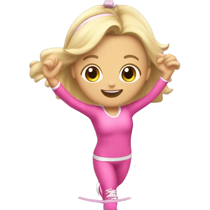 white gym girl in pink outfit with a skipping rope over her head emoji