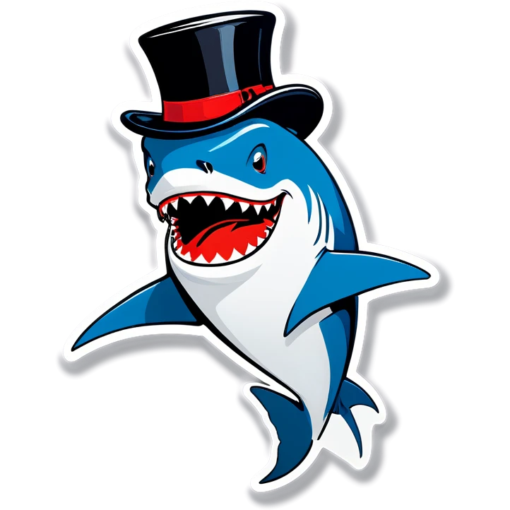 Shark with a top hat emoji