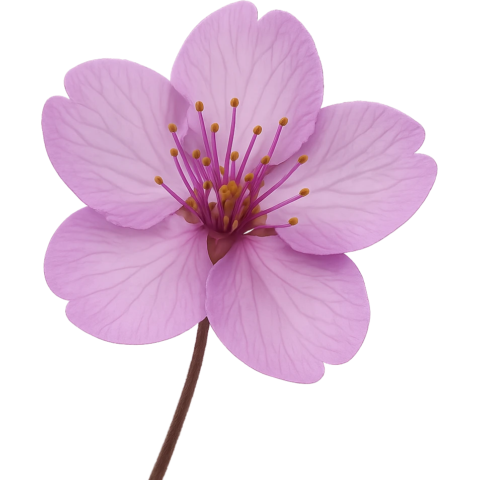 show one purple cherry blossom, remove background emoji