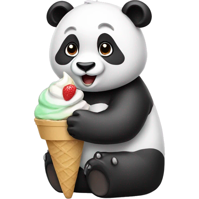 Panda eating ice cream emoji