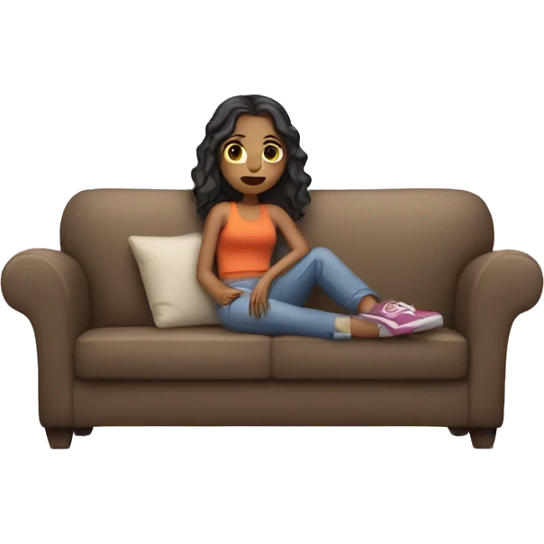 a girl who rest with her car on a sofa emoji