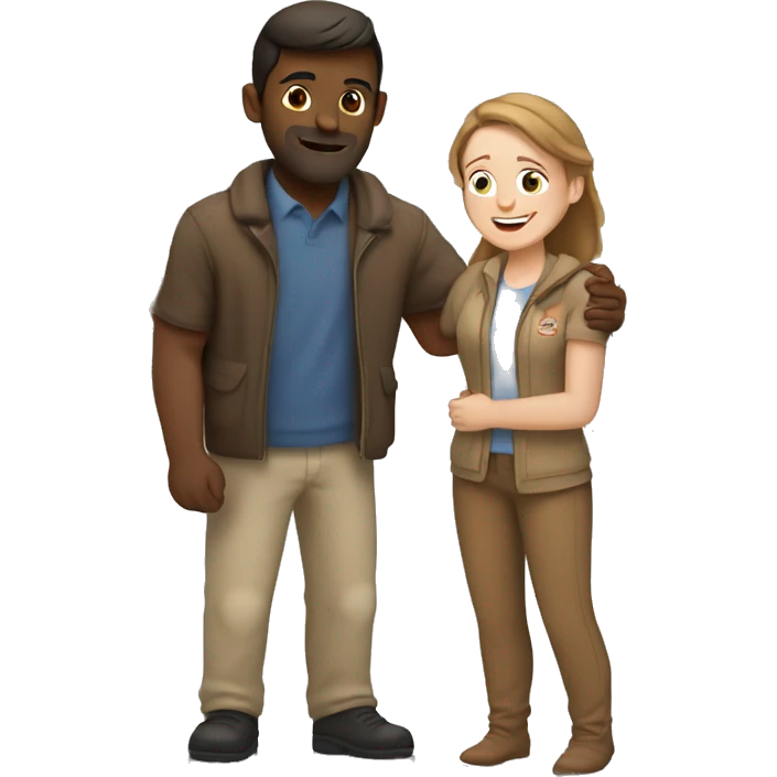  White woman with brown hair hugs Indian man with light brown skin at the airport  emoji