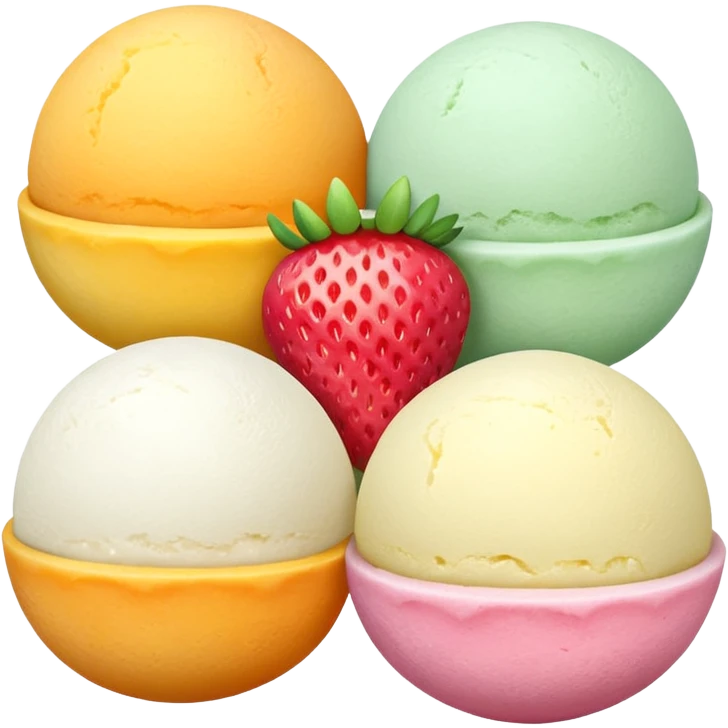 Mochi ice cream, 3 balls and one cut open  emoji