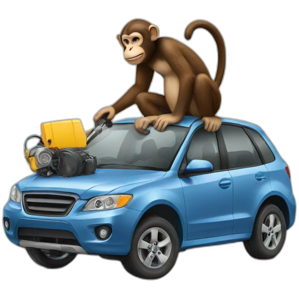 a monkey working on a car emoji