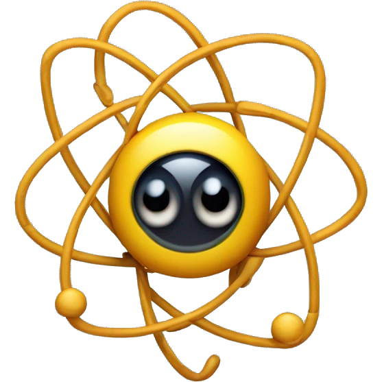 Cute hexagonal atom character with big eyes and letter P on belly emoji