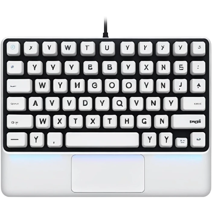 compact mechanical gaming keyboard with RGB lights, striking, apple emoji style emoji