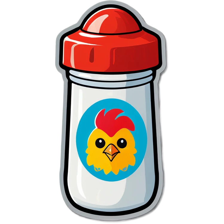 Salt shaker with chicken head on label emoji