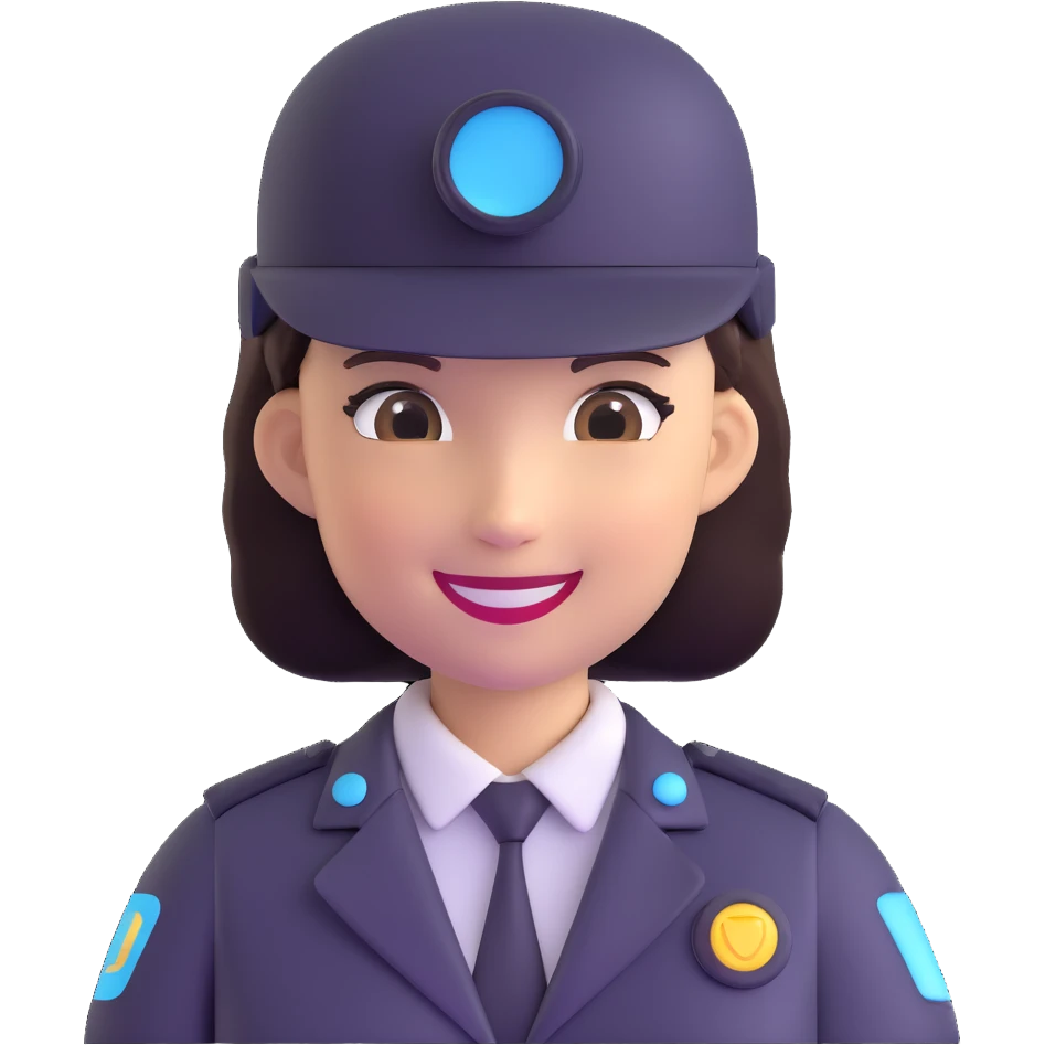 AI agent with female characteristics, smiling emoji