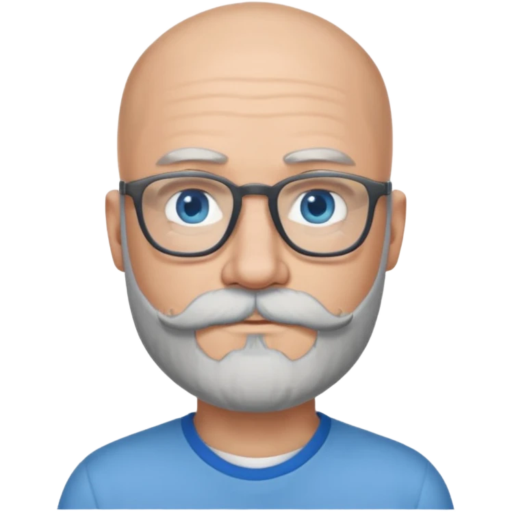 Bald man with blue eyes grey beard and moustache. Hipster.  emoji