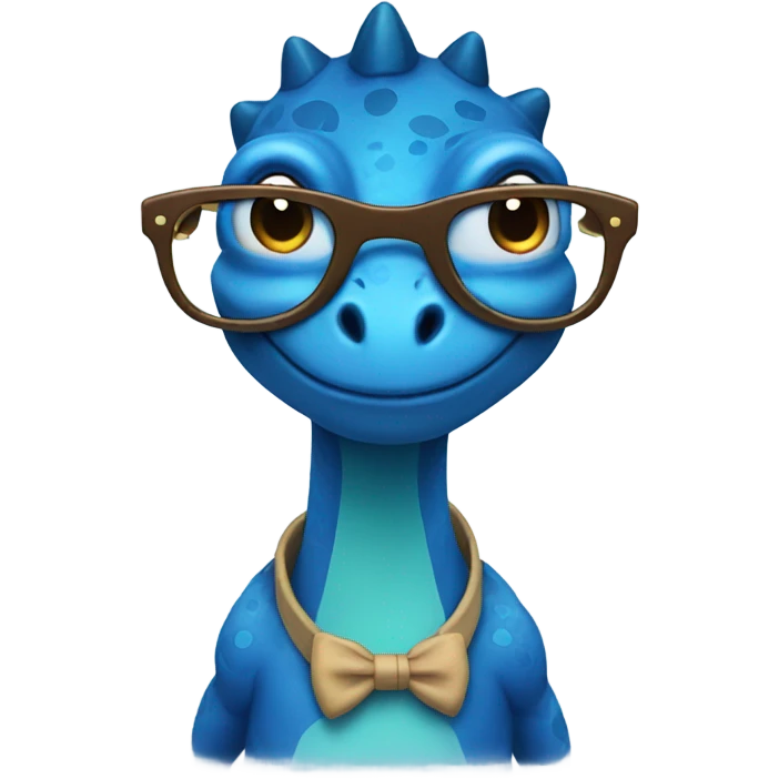 blue dinosaur with glasses emoji