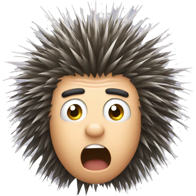 Porcupine man looking shocked static hair emoji