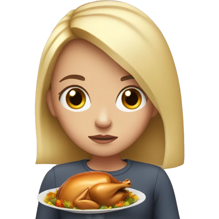 sad white girl with thanksgiving food emoji