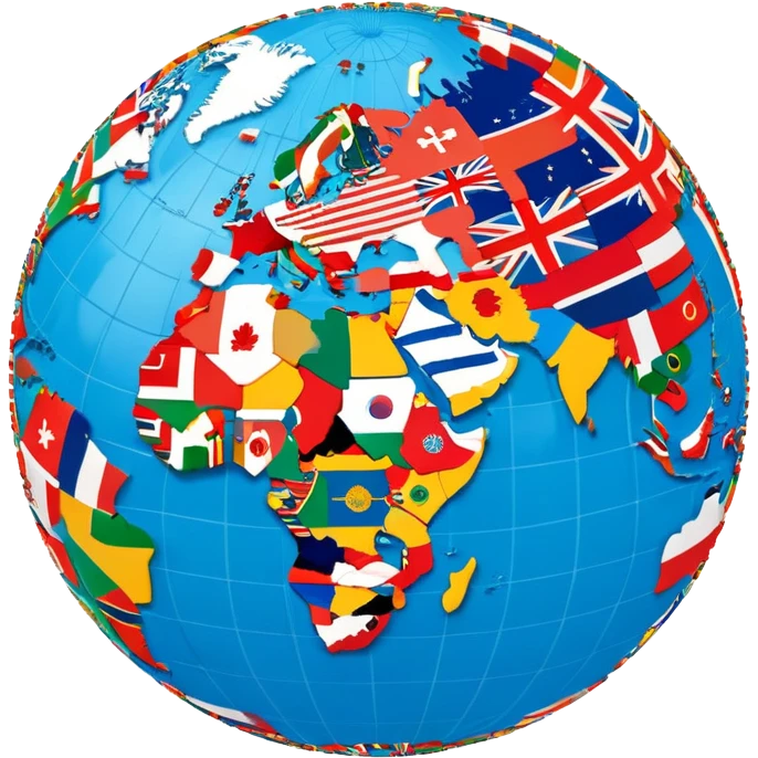 World globe covered with many small country flags from around the world emoji