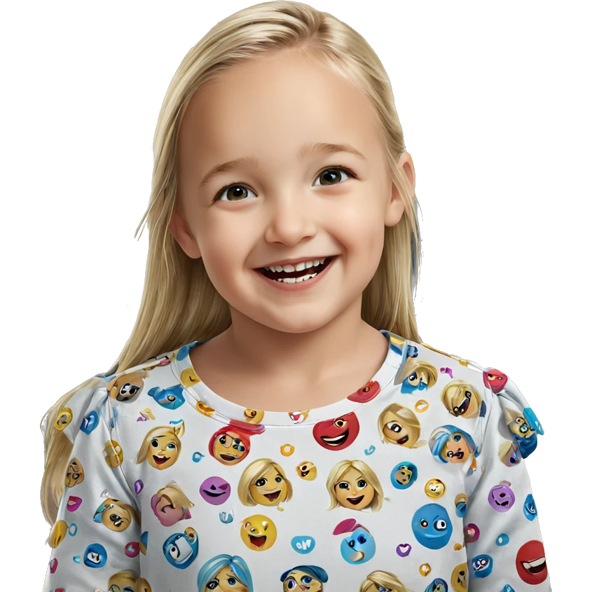 smiling blonde girl portrait emoji