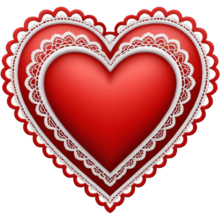black heart with red center amd white lace emoji