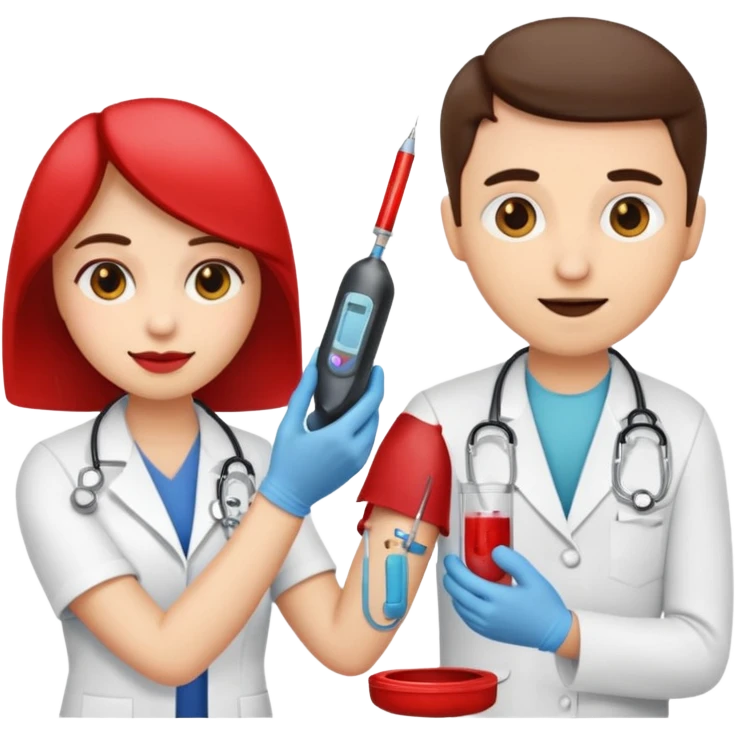 Emoji getting blood test in arm with a doctor  emoji