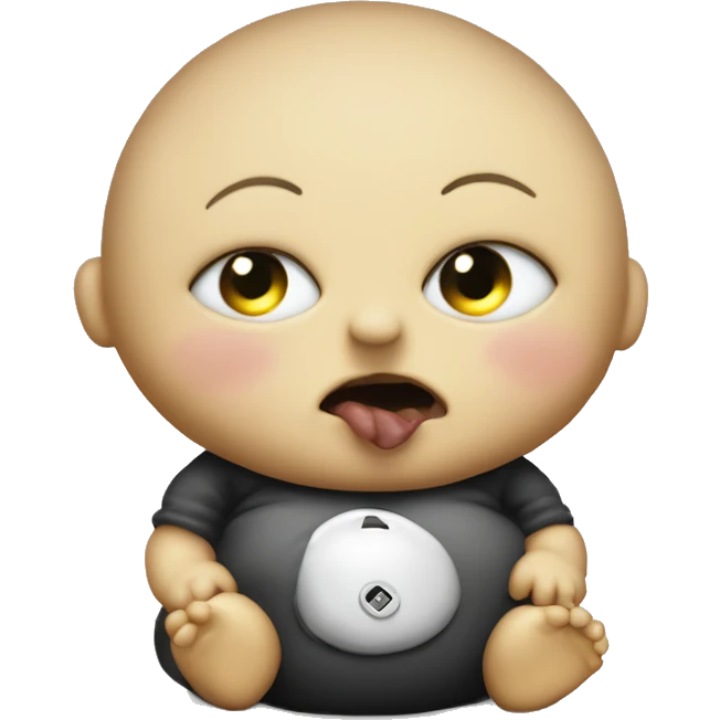 eraserhead baby and fat baby with plug belly button looking at eachother emoji