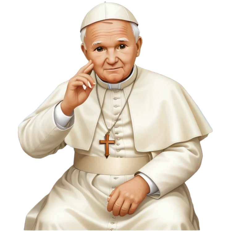 Pope John Paul II sitting on a boat emoji