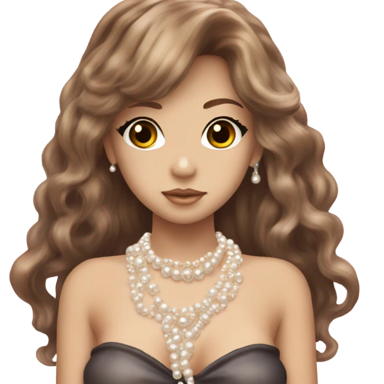 mermaid hime gyaru girl, brown hair, pearl necklace  emoji