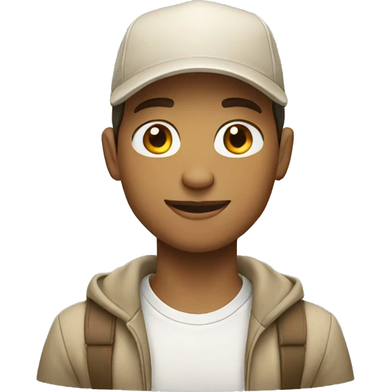 "Young man, white with  wearing a beige cap." emoji