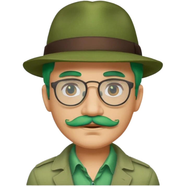 venice gondolier with green hair, iconic hat, normak glassess and mustache emoji
