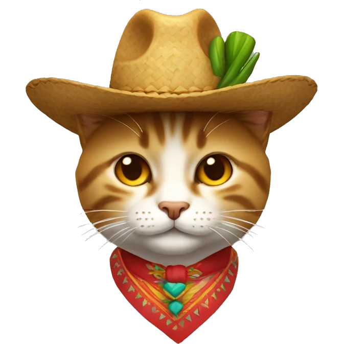 um gato com um chapéu mexicano emoji