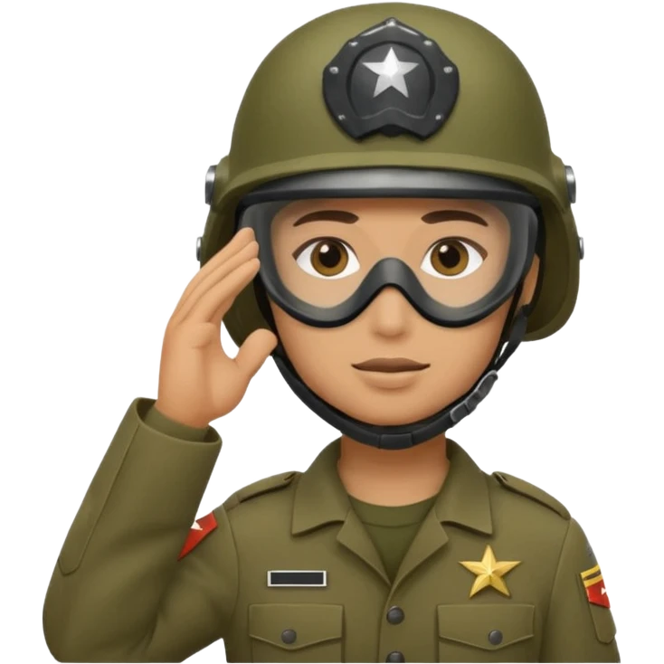 Soldier saluting with helmet + mask on emoji