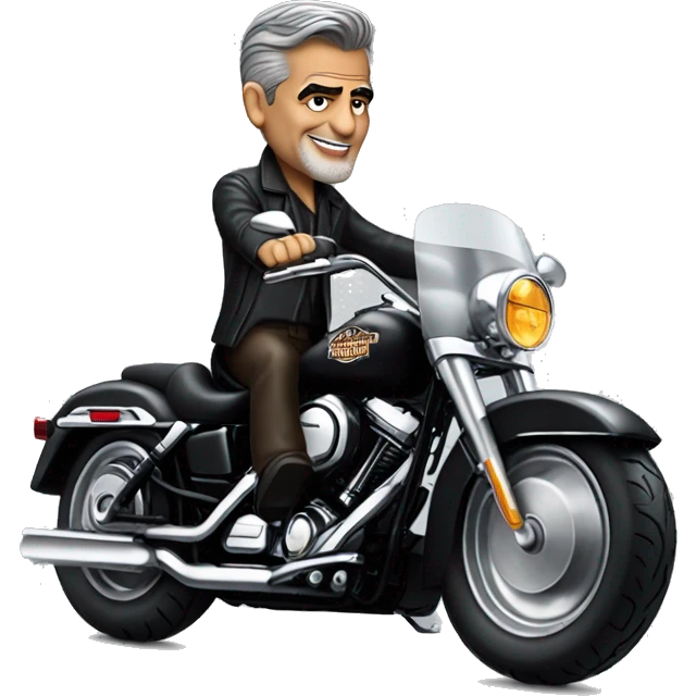 George clooney riding black Harley-Davidson emoji