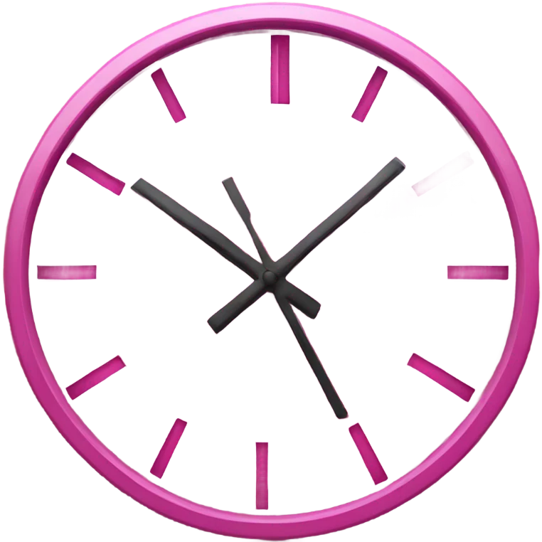 pink clock, cracked emoji