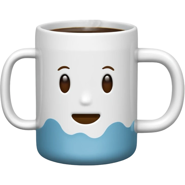 	A coffee mug with “t” written in steam  emoji