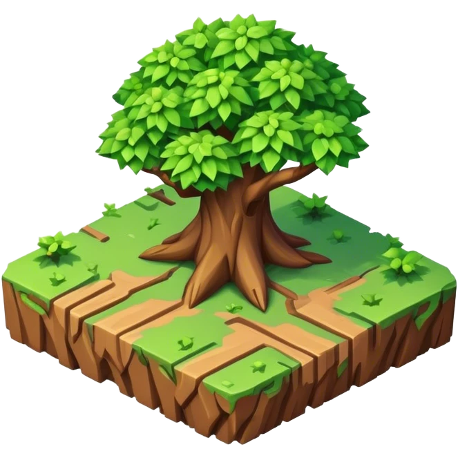 StarCraft-inspired, isometric rugged terrain tree emoji
