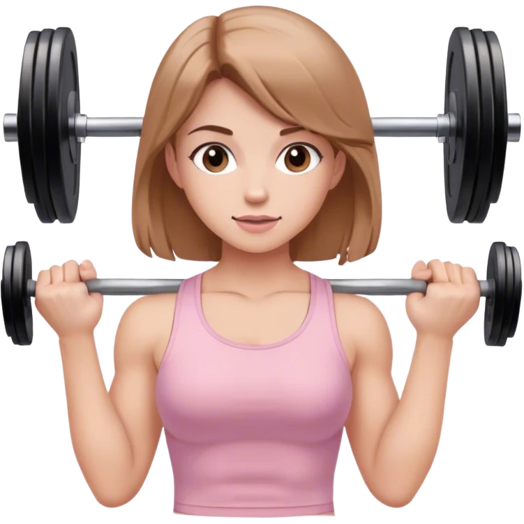  girl with straight light brown hair in light pink top lifting weights in gym  emoji