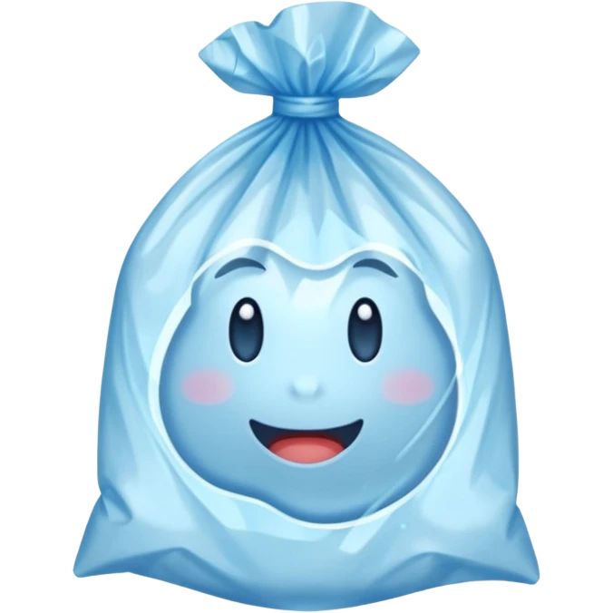 plastic bag containing water, slightly crumpled, light blue tint emoji
