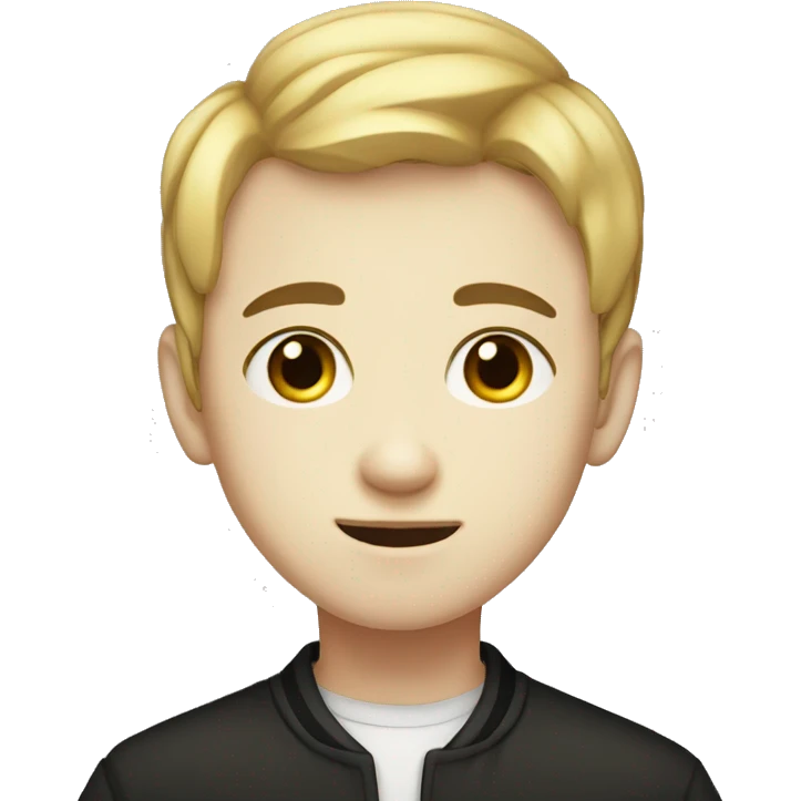 A boy who is Mexican Korean with yellowish pale skin and black eyes and has black h emoji