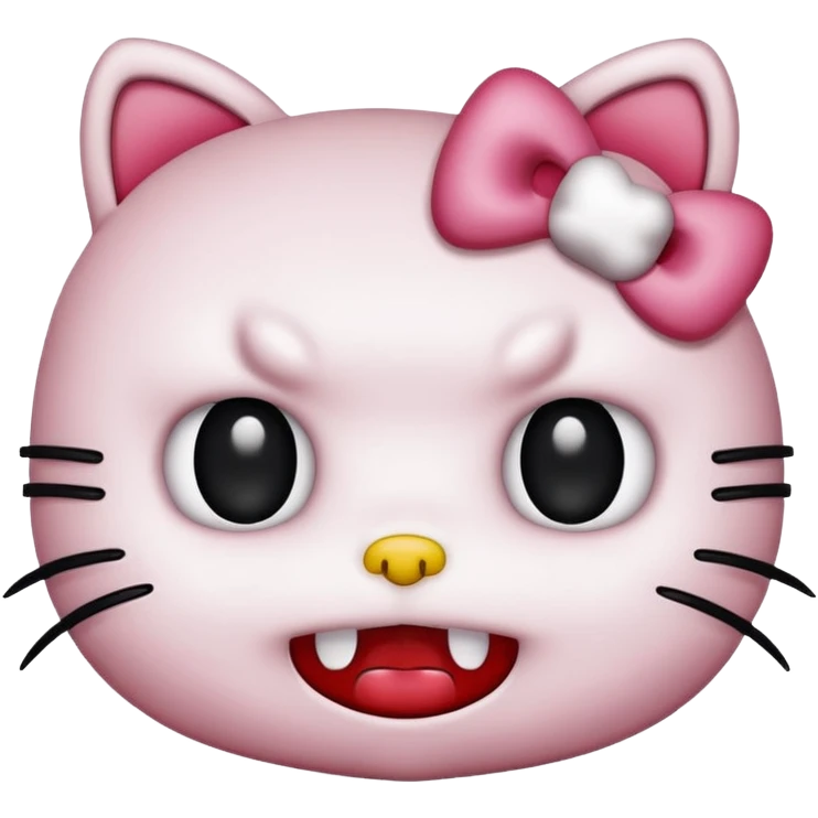 Hello Kitty with a horror face, unsettling expression emoji