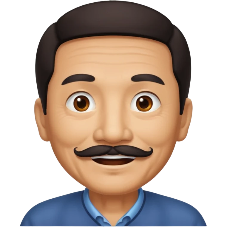 Old Chinese man with dark hair and full mustache emoji