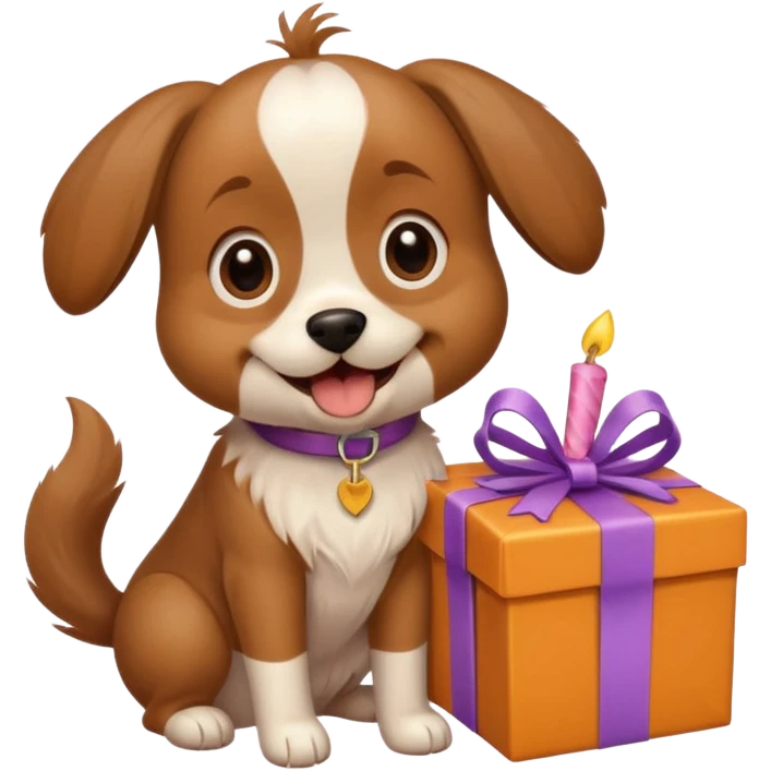 cute dog named Saffie excitedly opening a birthday present emoji