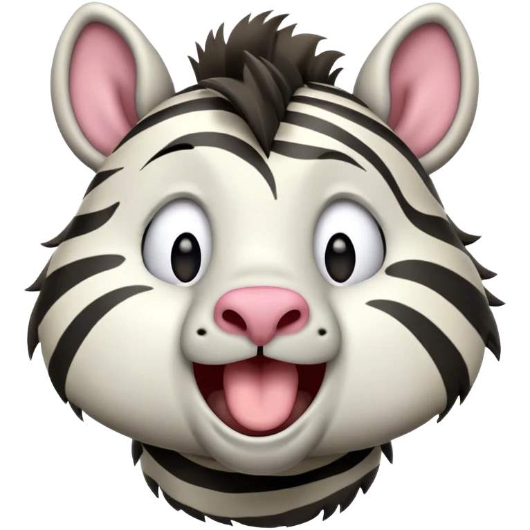 Cinematic Cute Yawning Zebra Portrait Emoji, Head tilted slightly with a dramatic, wide-open yawn, showcasing a soft, downy striped Fur with gently drooping ears and round eyes barely open in drowsy contentment, Simplified yet irresistibly adorable features, highly detailed, glowing with a soft, cozy glow, high shine, relaxed yet expressive, stylized with a touch of savannah charm, bright and endearing, soft glowing outline, capturing the essence of a sleepy yet affectionate zebra, so drowsy it feels like it could stretch out of the screen and curl up for a nap! emoji