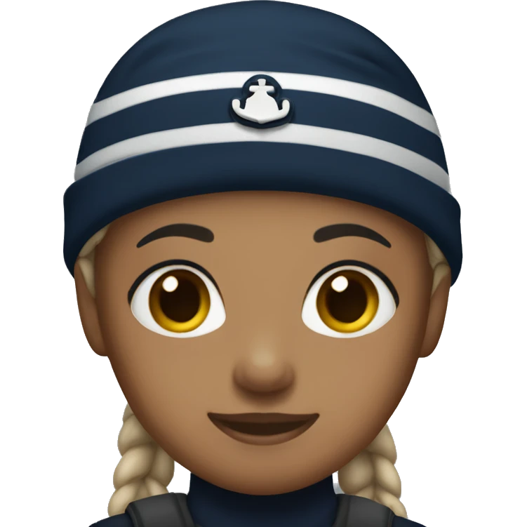 Girl wearing navy beanie emoji